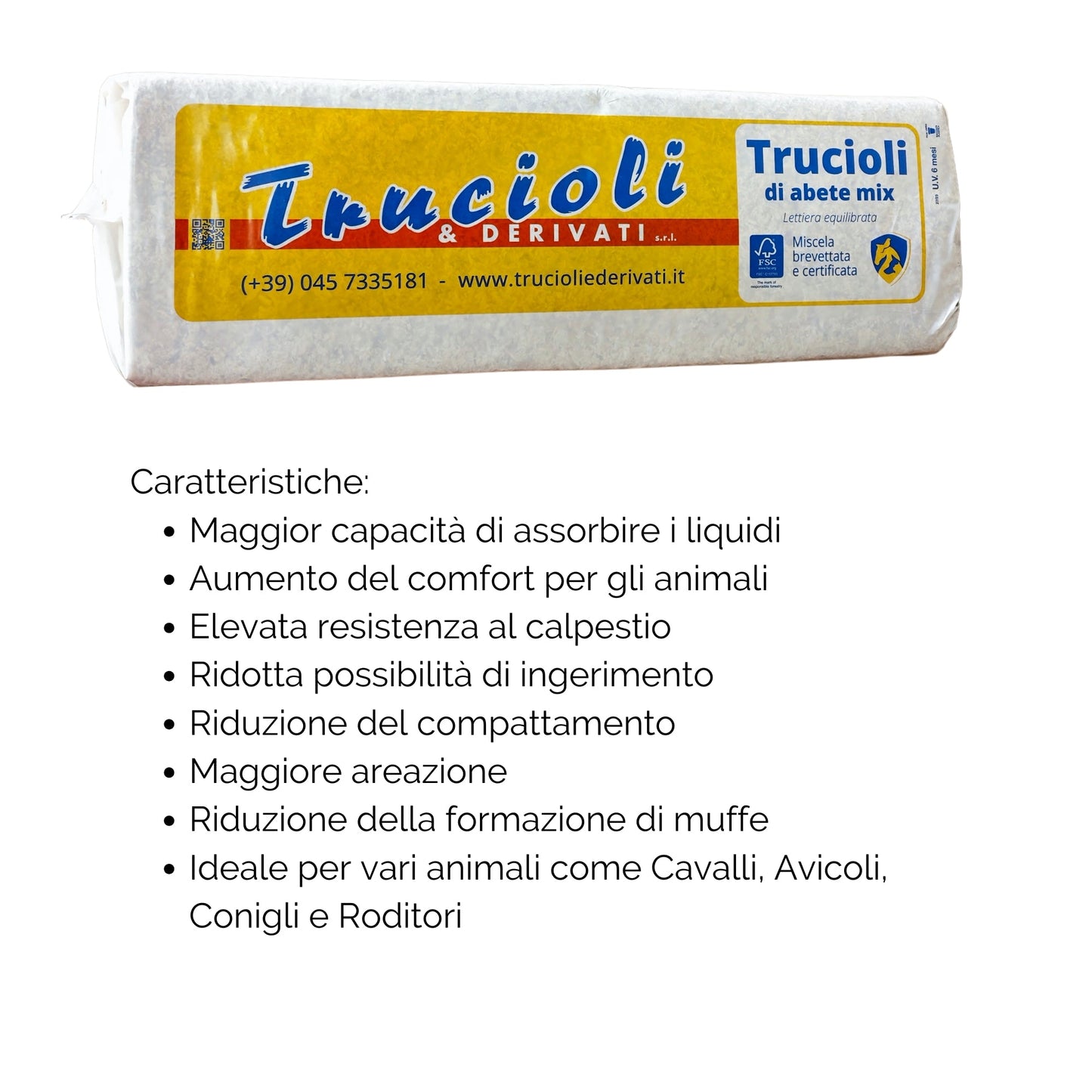 Trucioli lettiera per Cavalli, Avicoli e Roditori Abete mix - 15 kg