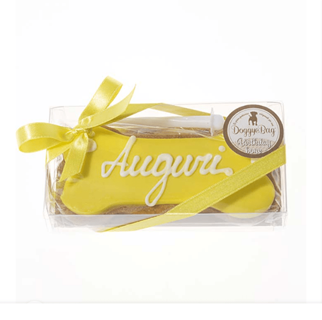 Biscotto Osso di Auguri con Candelina - 85 gr Giallo Doggye Bag (2492111)