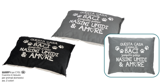 Cuccia tonda in tessuto per animali domestici ass. 2 decori e 2 colori