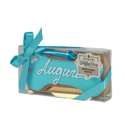 Biscotto Osso di Auguri con Candelina - 85 gr Azzurro Doggye Bag (2492110)