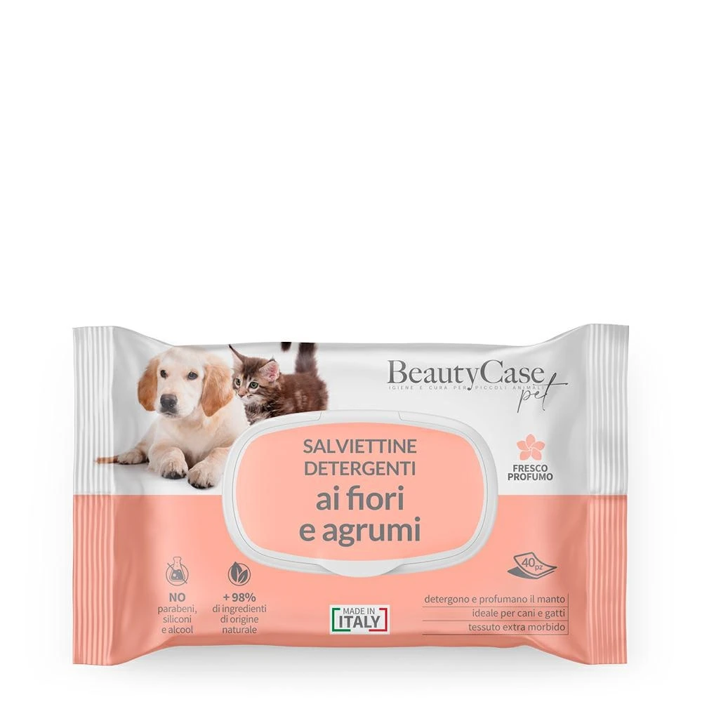 Beautycase Salviette Fiori/Agrumi 40 pz per cani e gatti - Immagine 1
