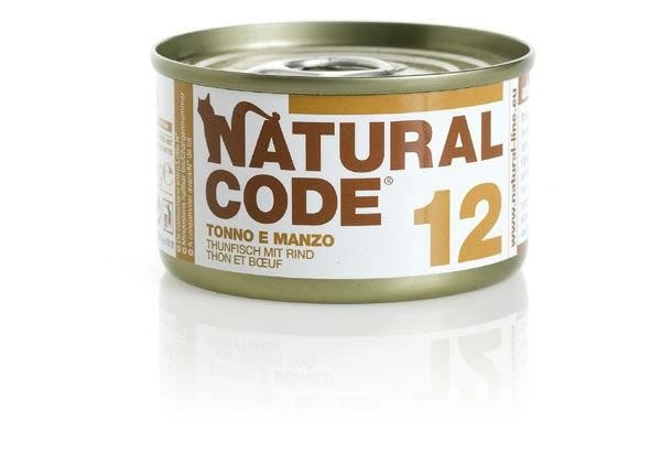 Natural Code 12 Tonno/Manzo per Gatti 85 g - Immagine 1