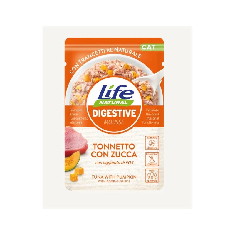 Lifepet Lifecat Digestive Tonnetto e Zucca – Buste 30x70 g - Immagine 1