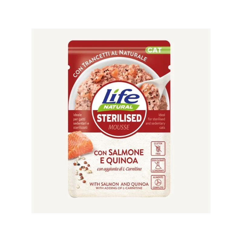 Lifepet LifeCat Sterilised Salmone e Quinoa – 30 buste x 70 g - Immagine 1