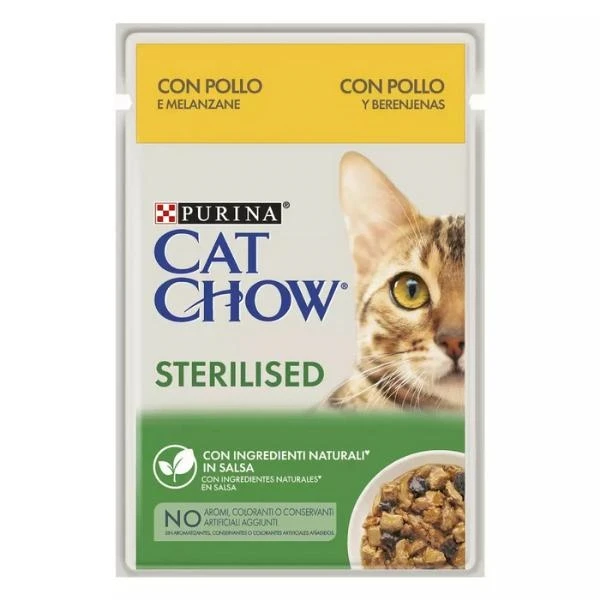 Purina Cat Chow Buste per gatti sterilizzati Pollo/Melanzane 26 x 85 g - Immagine 1