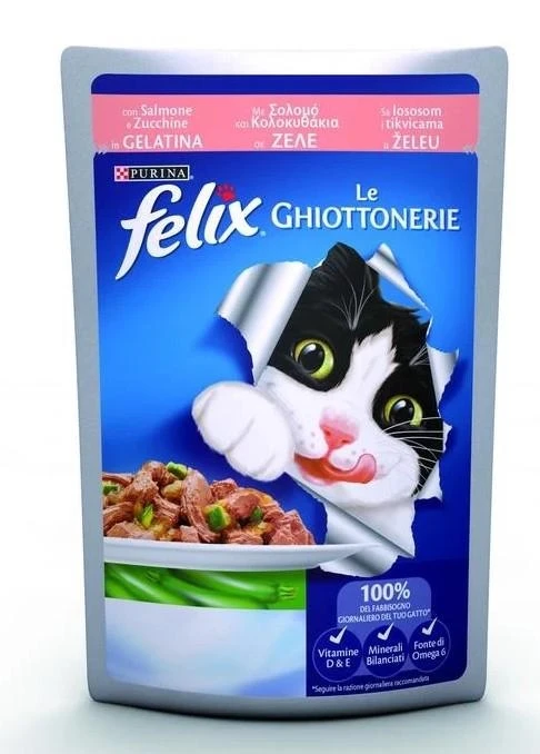 Purina Felix Ghiottonerie Salmone e Zucchine in Gelatina 26x85 g - Immagine 1