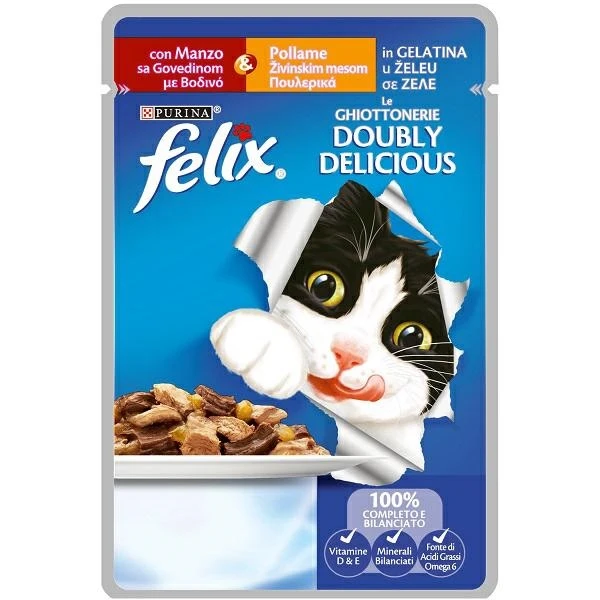 Purina Felix Doubly Delicious Manzo e Pollame in Gelatina 26 x 85 g - Immagine 1