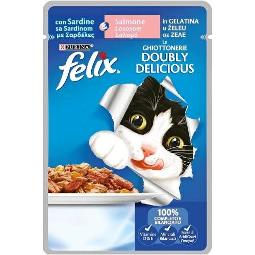 Purina Felix Doubly Delicious Sardina/Salomone in Gelatina 26 x 85 g - Immagine 1