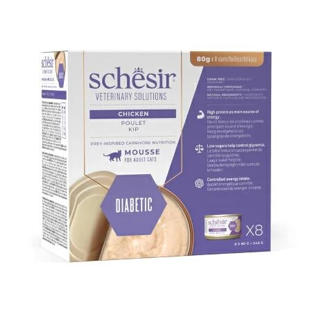 Agras Schesir Vet Line Diabetic Mousse Pollo 8 x 80 g - Immagine 1
