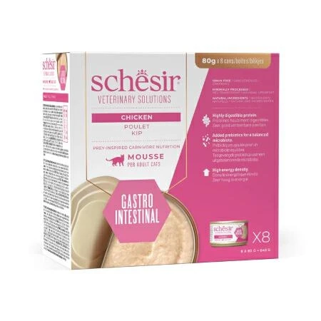 Agras Schesir Vet Line Gastro Intestinal Mousse Pollo 8 x 80 g - Immagine 1