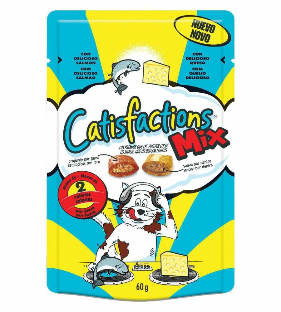Catisfaction Snack per Gatti Salmone e Formaggio 6 x 60 g - Immagine 1