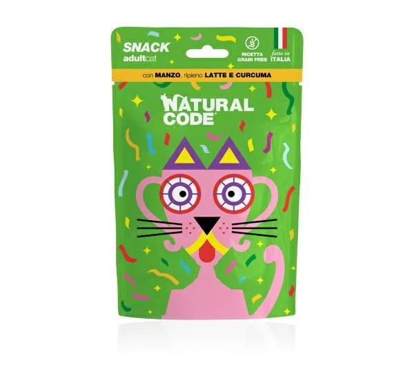 Natural Code Snack Manzo/Latte/Curcuma per Gatto 60 g - Immagine 1
