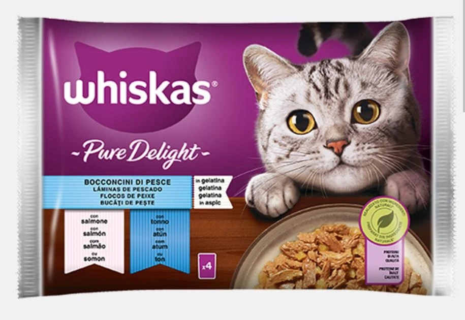 Whiskas Pure Delight Bocconi al Pesce Umido 4 x 85 g - Immagine 1