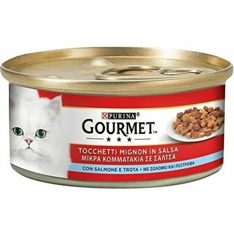 Purina Gourmet Red Tocchetti Salmone/Trota per Gatti 195 g - Immagine 1