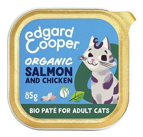 Edgard Cooper Paté Biologico Salmone e Pollo per Gatto 16 x 85 g - Immagine 1