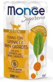 Monge Cat Supreme Kitten Buste Tonno/Spinaci/Carote 24 x 80 g - Immagine 1