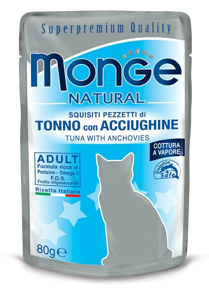 Monge Cat Buste Tonno/Alici per Gatti 24 x 80 g - Immagine 1