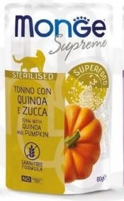 Monge Cat Supreme Buste Gatti Sterilizzati Tonno, Quinoa e Zucca - 24 x 80 g - Immagine 1