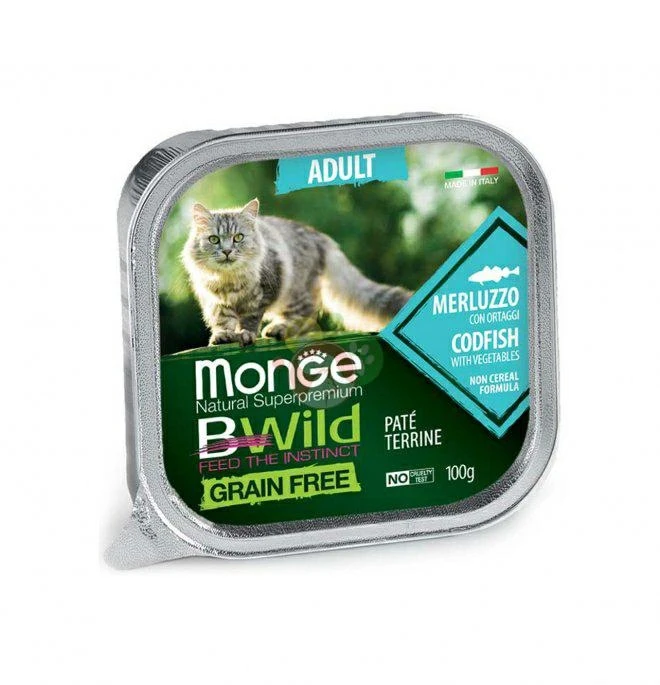 Monge Bwild Cat Merluzzo e Ortaggi 32 x 100 g - Immagine 1