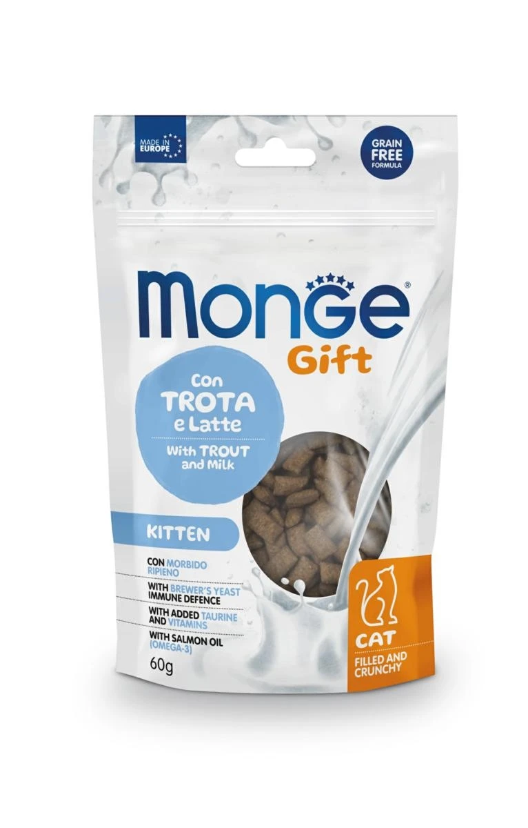 Monge Gift Kitten Snack Croccanti Ripieni Trota e Latte 60 g - Immagine 1