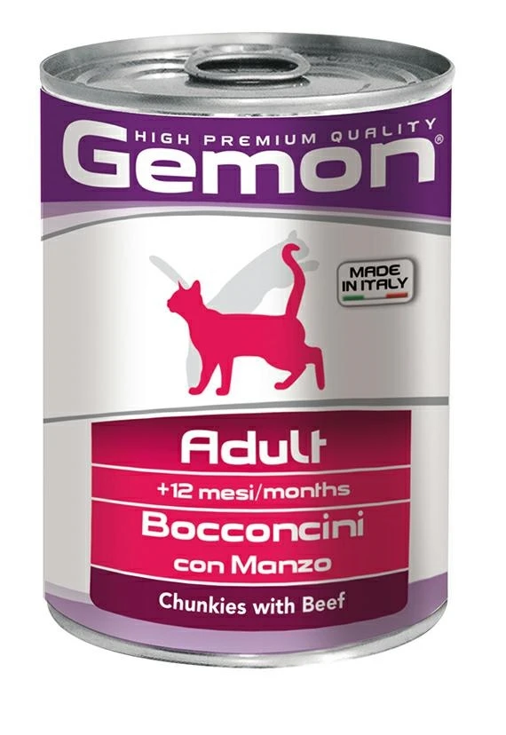 Gemon Cat Bocconi Manzo Umido per Gatti - 24 x 415 g - Immagine 1