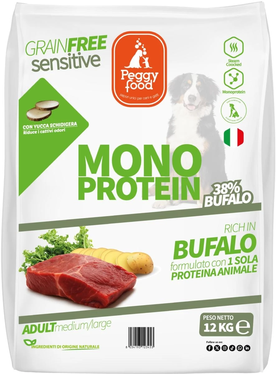 Peggyfood Super Premium Medium al Bufalo Grain Free 12 kg - Immagine 1