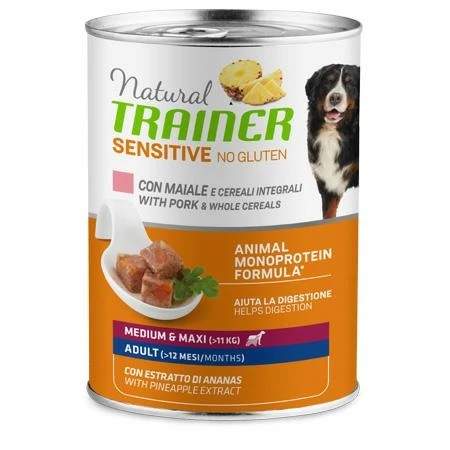Trainer Sensitive Umido Medium/Maxi Maiale e Cereali 400 g - Immagine 1