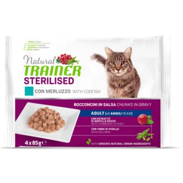 Trainer Natural Buste Cat Steril Merluzzo 4 x 85g - Immagine 1