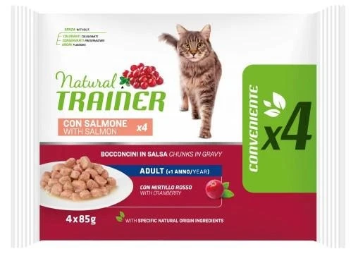 Trainer Natural Buste Salmone 4 x Gr 85 - Mangime Umido per Gatti - Immagine 1