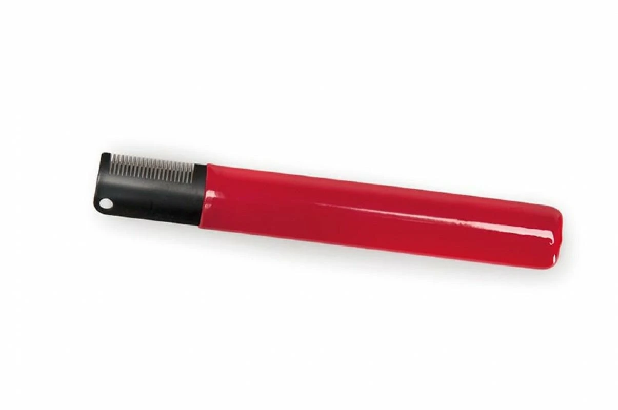 Camon Stripping Manico Rosso Denti Fitti - Strumento per Igiene del Cane - Immagine 1