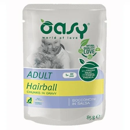 Oasy Cat Bocconi Hairball Buste 12 x Gr 85 - Immagine 1