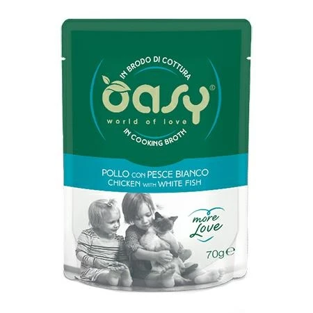 Oasy More Love Cat Buste Pollo/Pesce Bianco 24x70g - Immagine 1