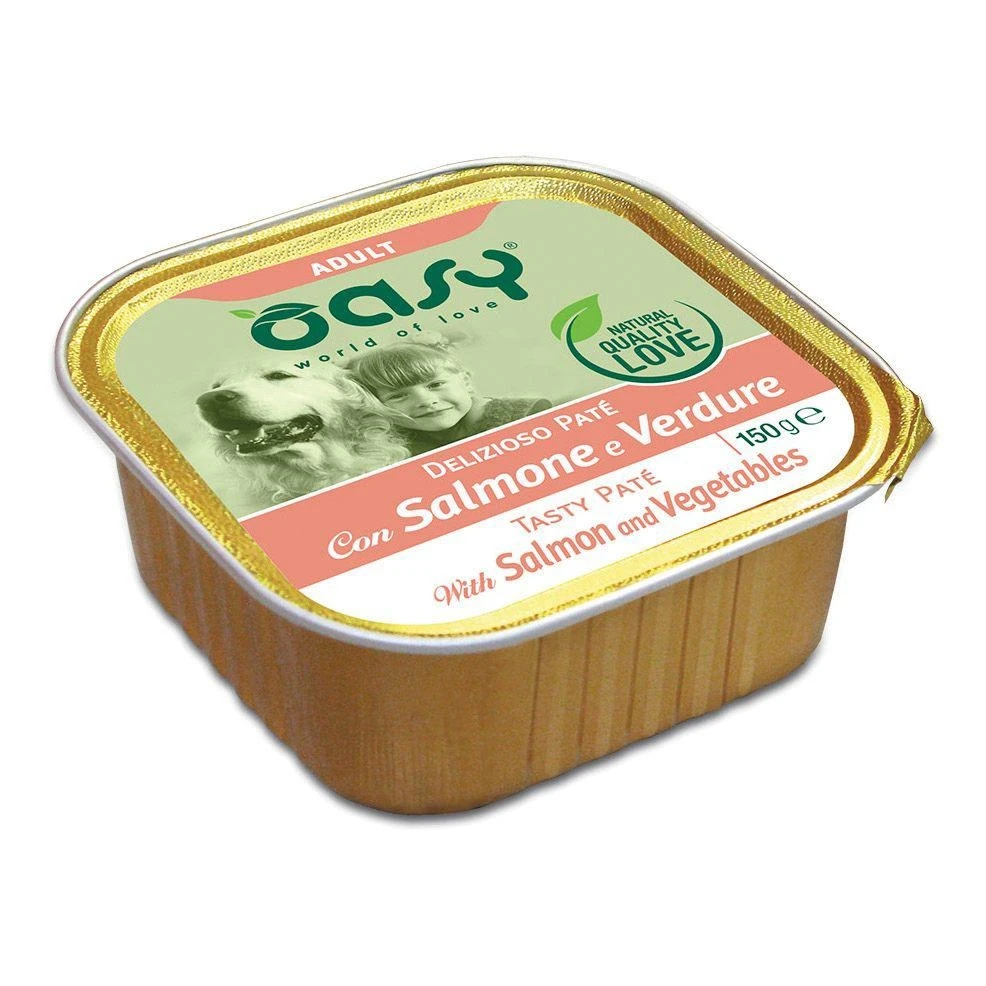 Oasy Dog Paté Delizioso Salmone/Verdure 11 x Gr 150 - Immagine 1