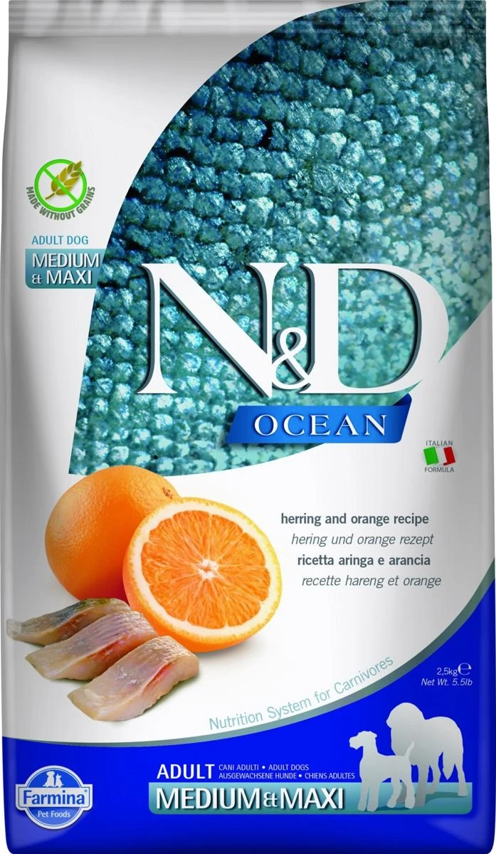ND Dog Ocean Medium/Maxi Aringa/Arancia - Farmina - Immagine 1