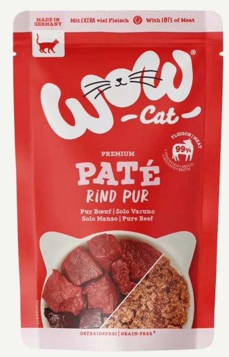 WOW CAT BST Patè Manzo 12 x Gr 125 - Delizia per Gatti - Immagine 1