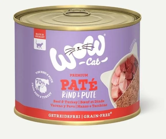 WOW Cat Manzo/Tacchino 200g - Mangime Umido per Gatti - Immagine 1