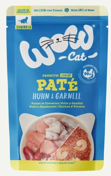 WOW Cat BST Pâté Kitten Pollo e Gamberi 12 x 125g - Immagine 1