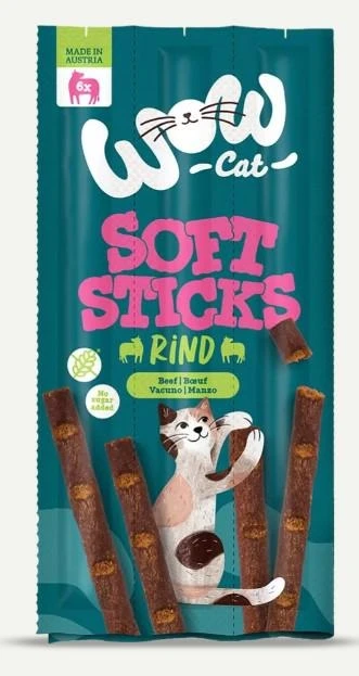 WOW Cat Soft Sticks Manzo 6 x 5g - Snack Irresistibili per Gatti - Immagine 1