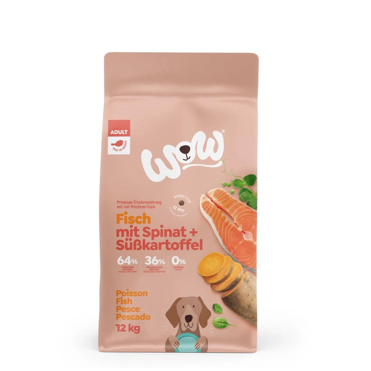 WOW Dog 12 Kg – Mangime Secco al Pesce per Cani - Immagine 1