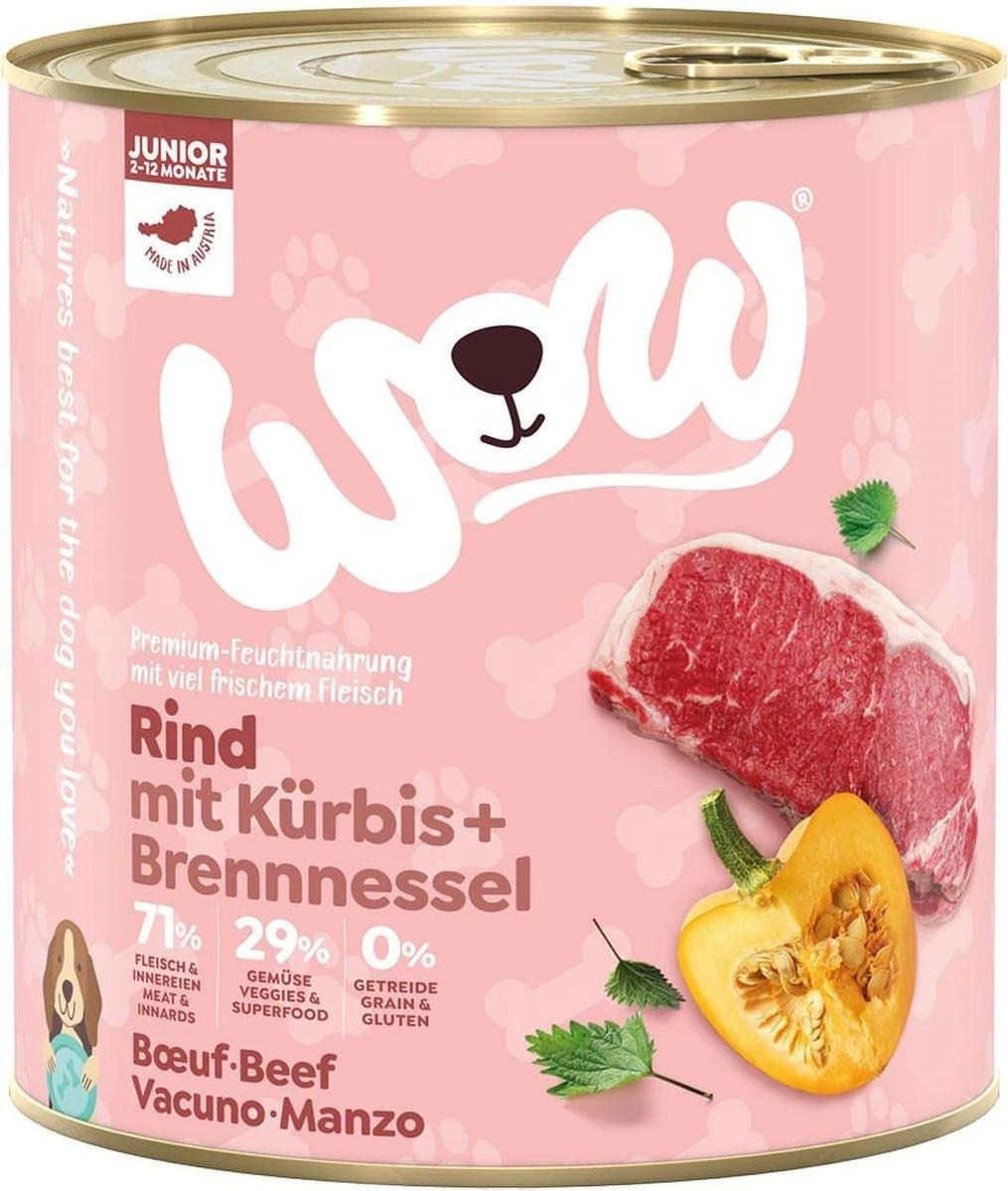 Wow Dog Junior Gr 800 Manzo - Mangime Umido per Cani - Immagine 1