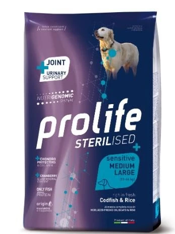 Prolife Dog Sterilized Sensitive Medium/Large Merluzzo/Riso 10kg - Immagine 1
