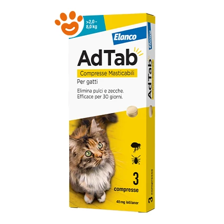 ADTAB 3 Compresse antiparassitario 48 mg per gatti - 2 / 8 kg