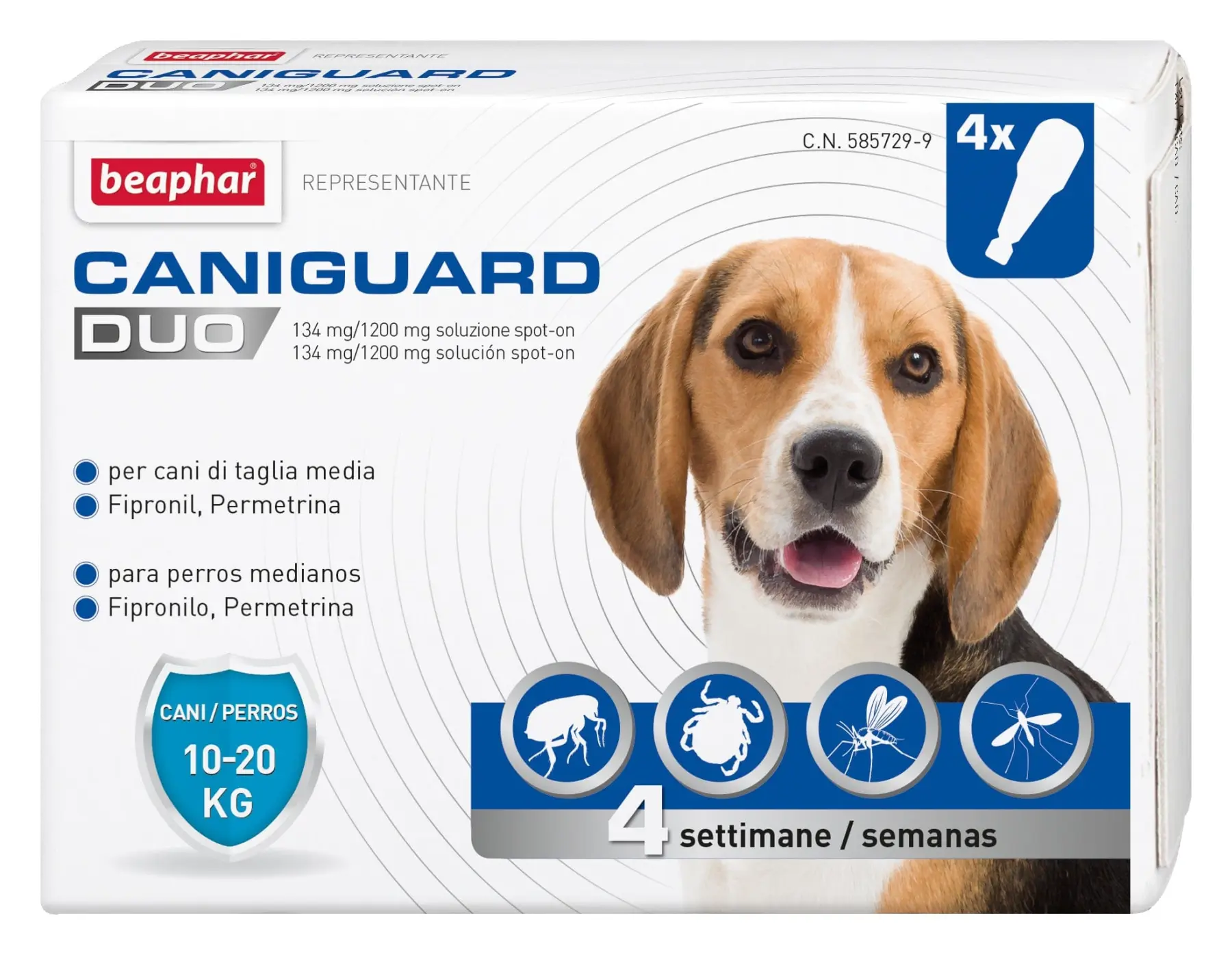 Antiparassitario pulci, zecche, zanzare e mosche Caniguard duo - Beaphar - Da 10 a 20 kg