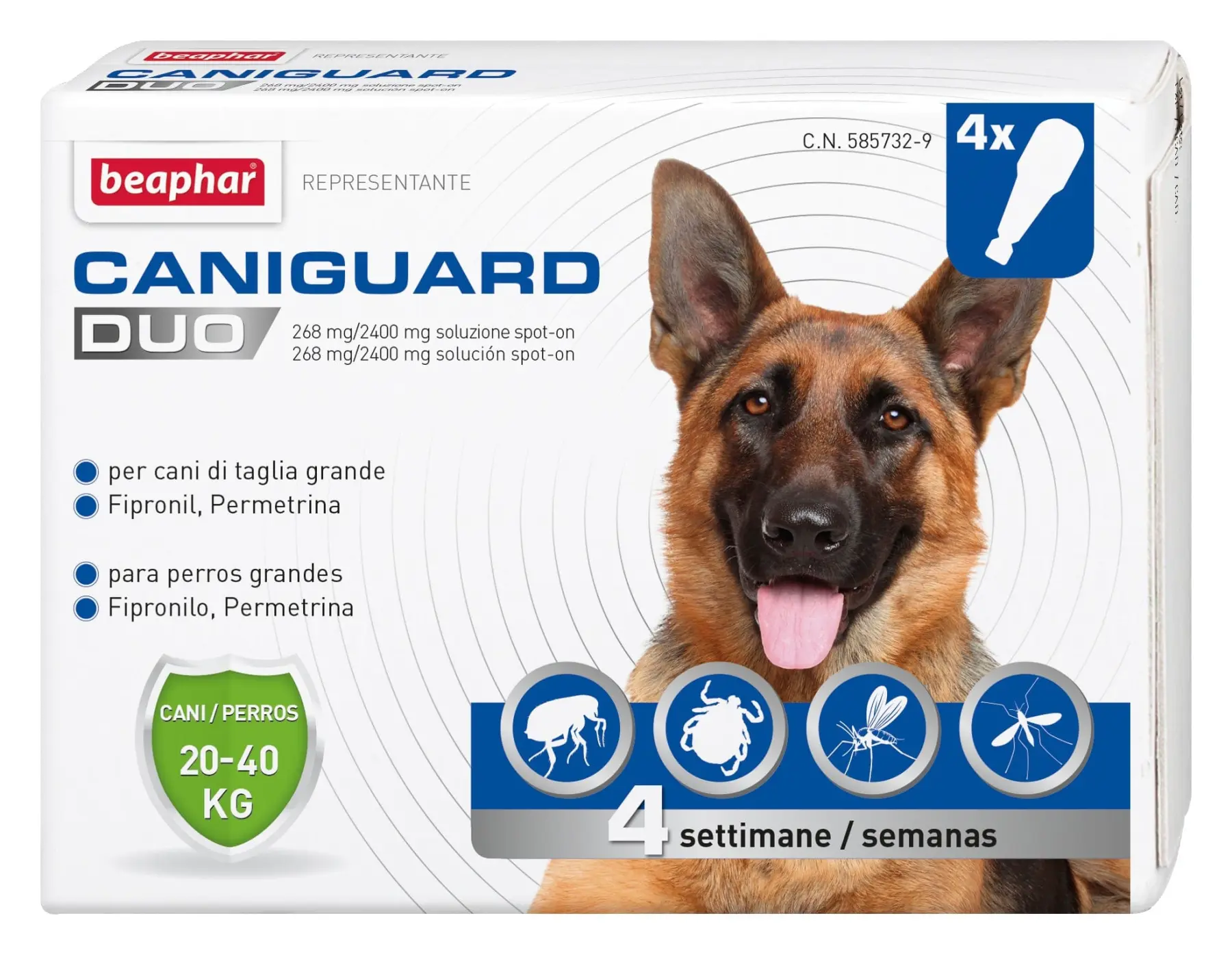 Antiparassitario pulci, zecche, zanzare e mosche Caniguard duo - Beaphar - Da 20 a 40 kg