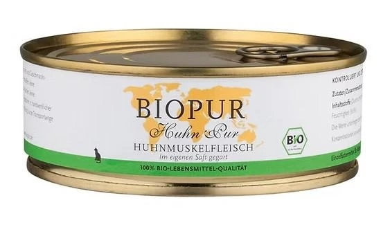 Biopur Huhn Pur - muscolo di pollo 100% biologico, lattina 200 g