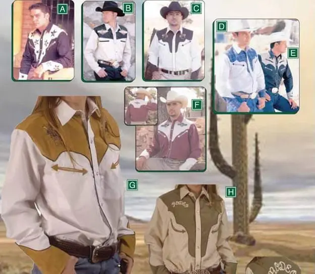 Camicia western da bambino marrone fantasia C con ricami