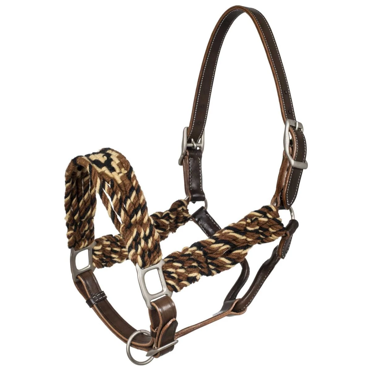 Cavezza in cuoio con inserti in mohair a rombi - Pool's