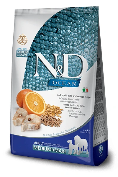Farmina N&D Ocean merluzzo crocchette per cani adulti Medium e Maxi