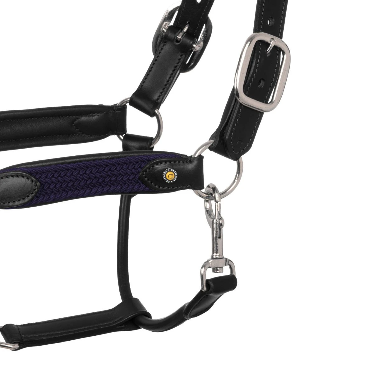 Equestro Cavezza in cuoio con inserti in nylon intrecciato - Cob Nero/Blu Navy - foto 2