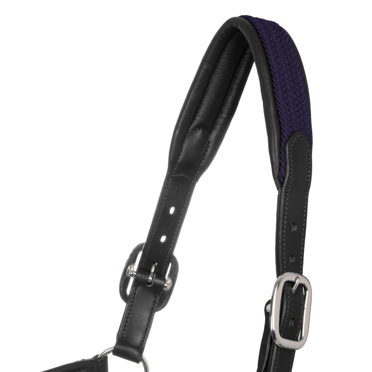 Equestro Cavezza in cuoio con inserti in nylon intrecciato - Cob Nero/Blu Navy - foto 5